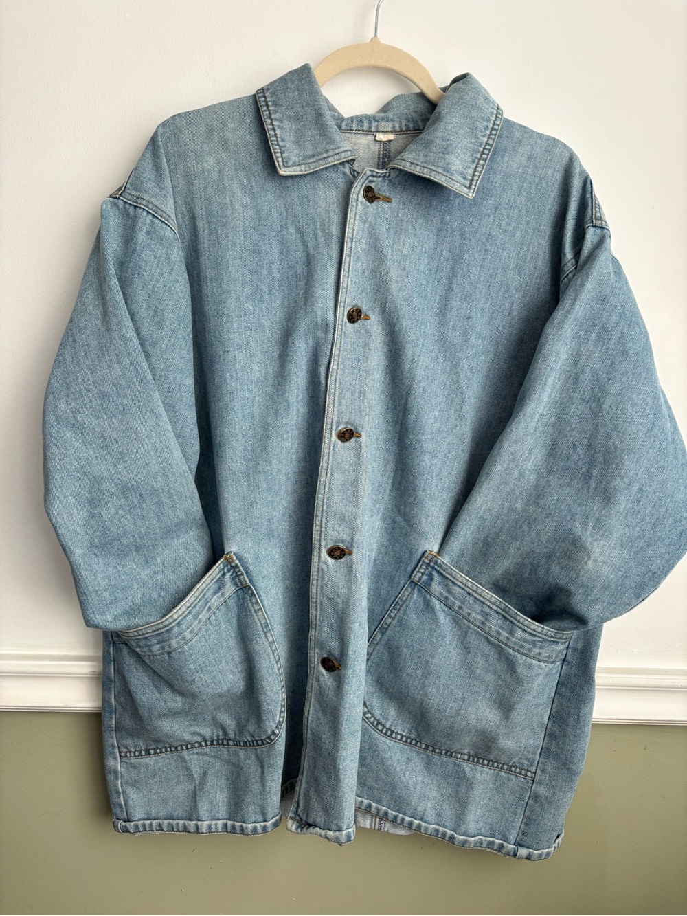 Light Blue Denim Jacket - Unbranded Unisex Oversized Fisherman Style Coat
